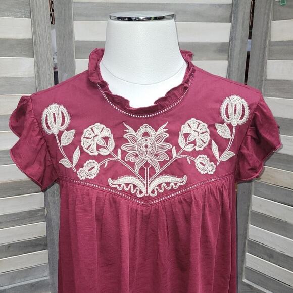 Flutter Sleeve Embroidered Top | Knox Rose | Small - Picture 3 of 9